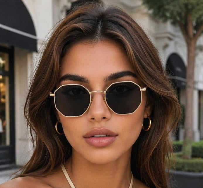 Vintage Geometric Metal Frame Sunglasses for Women | Lightweight Fashion Eyewear