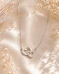 Elegant Double Heart Crystal Pendant Necklace for Women | Silver-Tone Love Necklace