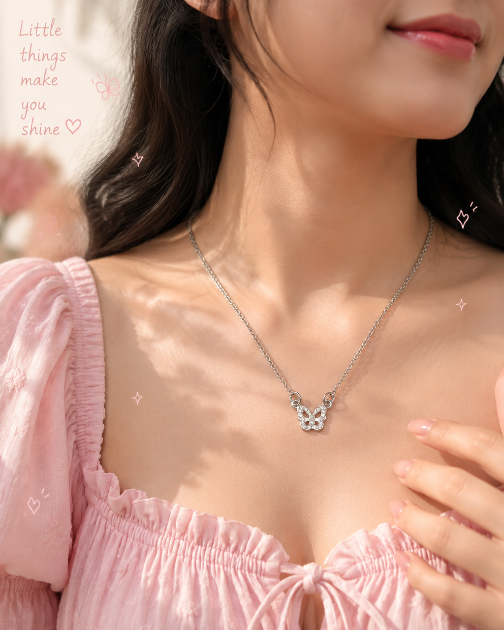 Sparkling Crystal Butterfly Necklace for Women | Elegant Silver Butterfly Pendant