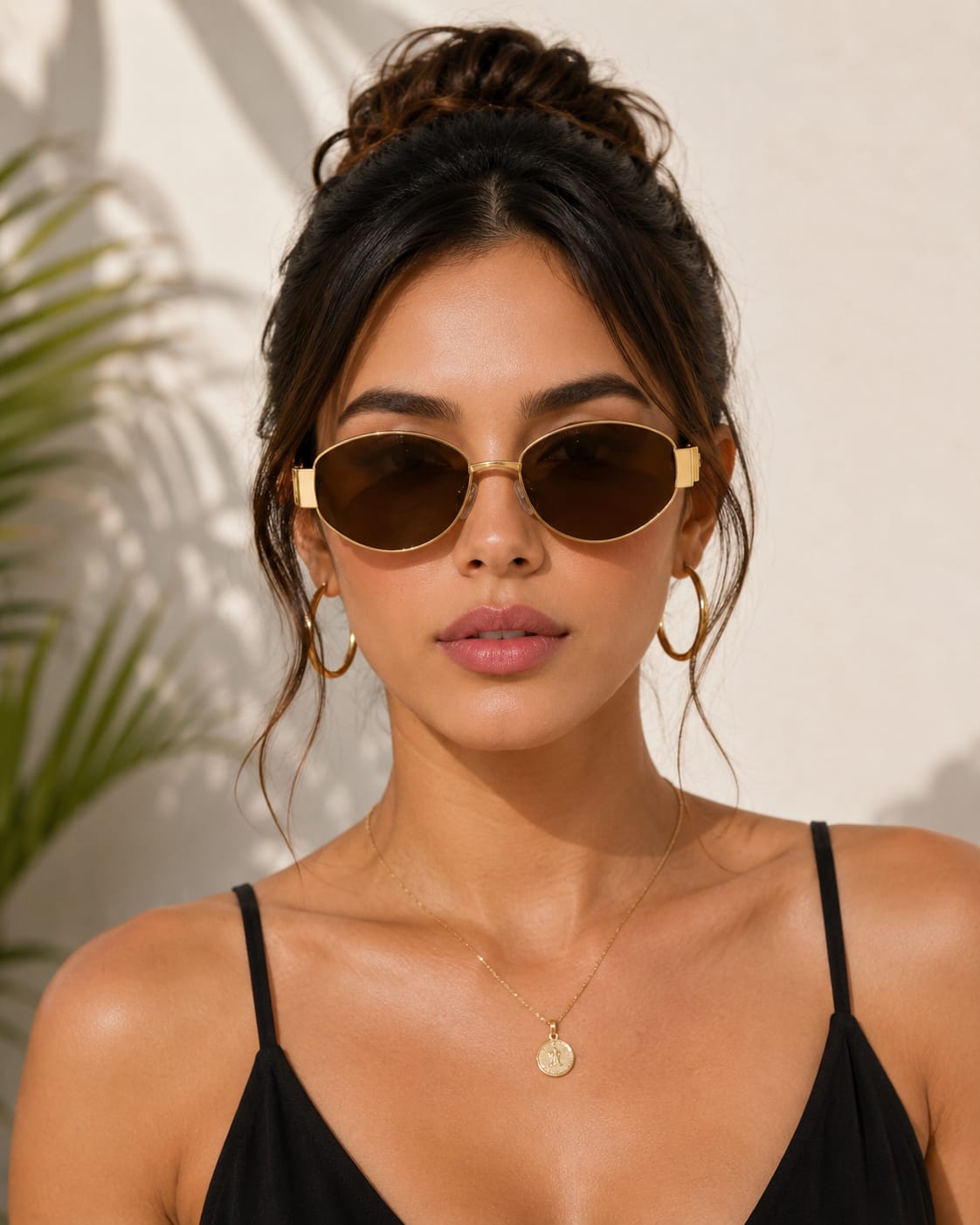 Retro Oval Metal Frame Sunglasses for Women – Brown UV Protection Vintage Fashion Eyewear